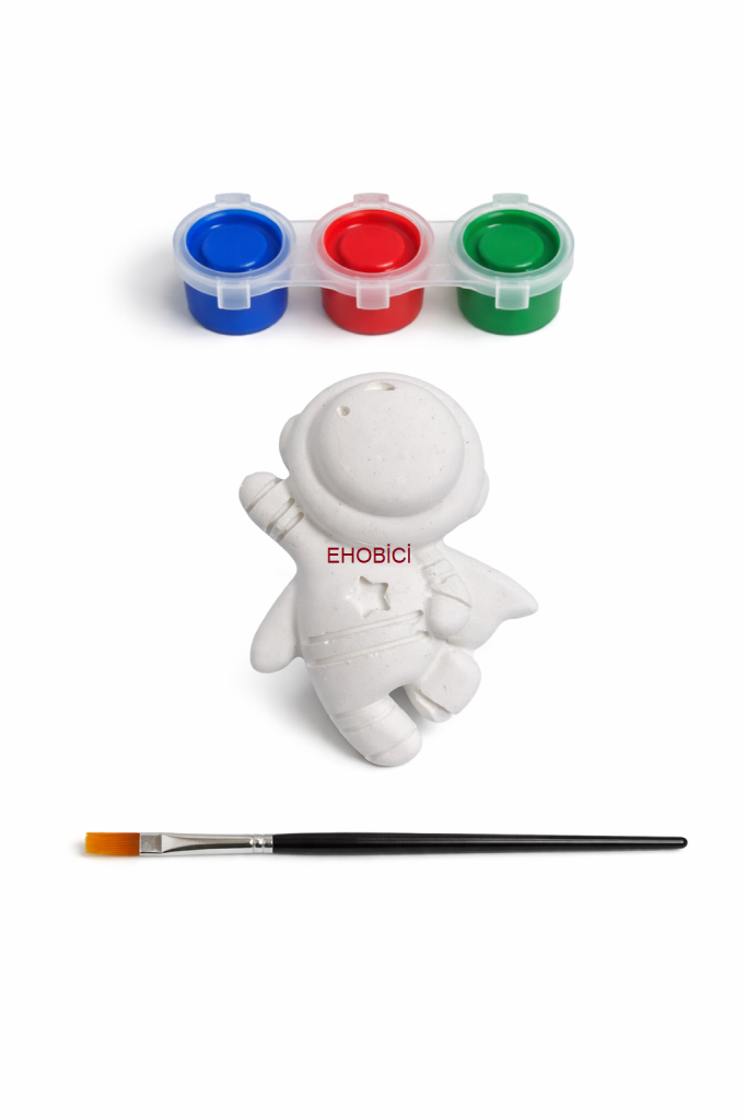 Ehobici Taş Boyama Seti Astronot 3 Renk Akrilik Boya 5ml + Fırça