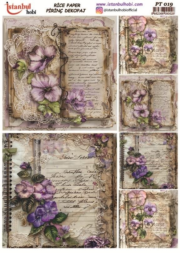 Pirinç Dekopaj Kağıdı 30x42cm PT-019 Yazı Çiçek