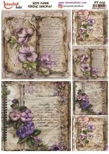 Pirinç Dekopaj Kağıdı 30x42cm PT-019 Yazı Çiçek