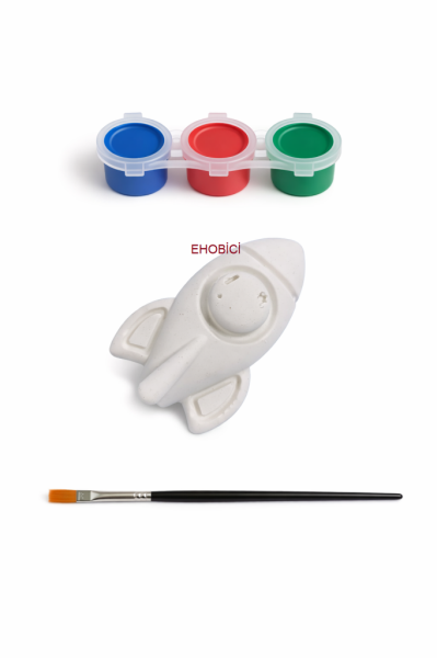 Ehobici Taş Boyama Seti Uzay Mekiği 3 Renk Akrilik Boya 5ml + Fırça