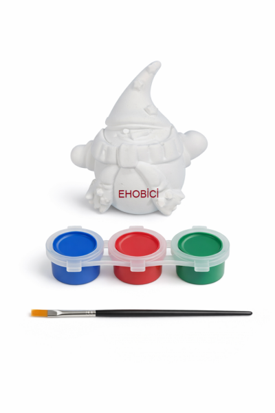 Ehobici Taş Boyama Seti Kardan Adam 3 Renk Akrilik Boya 5ml + Fırça