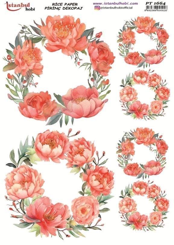 Pirinç Dekopaj Kağıdı 30x42cm PT-1664 Çiçek