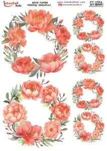 Pirinç Dekopaj Kağıdı 30x42cm PT-1664 Çiçek