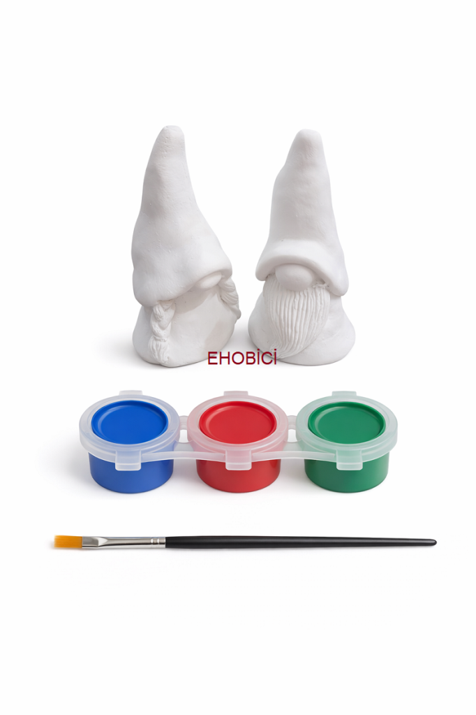 Ehobici Taş Boyama Seti Kız Erkek Cüce 3 Renk Akrilik Boya 5ml + Fırça