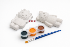 Ehobici Taş Boyama Seti Aslan ve Kedi 3 Renk Akrilik Boya 5ml + Fırça
