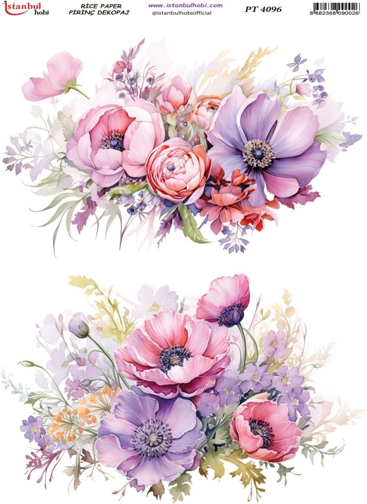 Pirinç Dekopaj Kağıdı 30x42cm PT-4096 Çiçek