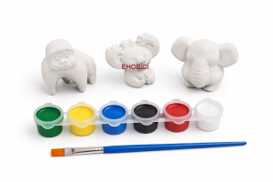 Ehobici Taş Boyama Seti Fil Goril Koala 6 Renk Akrilik Boya 5ml + Fırça