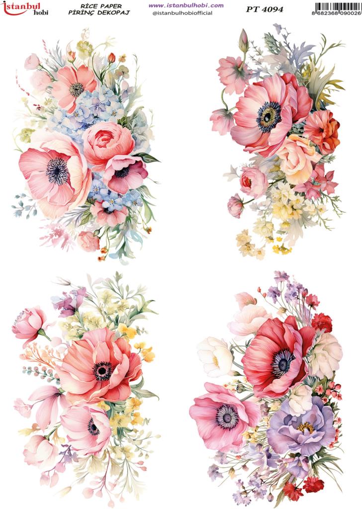 Pirinç Dekopaj Kağıdı 30x42cm PT-4094 Çiçek