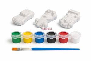 Ehobici Taş Boyama Seti Yarış Arabaları 6 Renk Akrilik Boya 5ml + Fırça