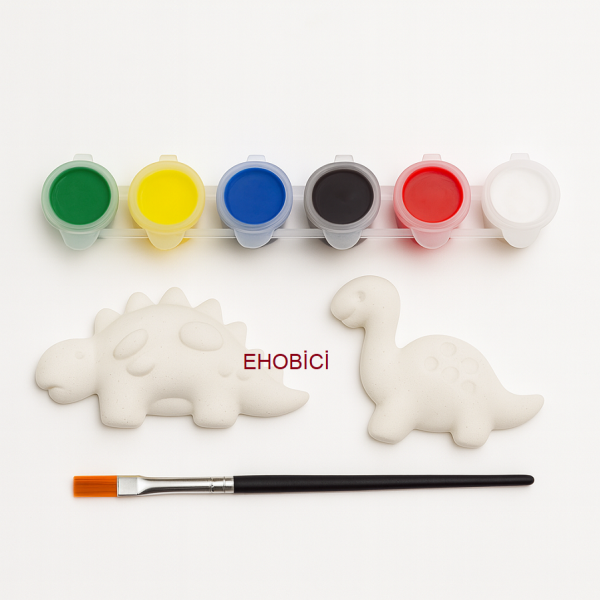Ehobici Taş Boyama Seti Dinazorlar 6 Renk Akrilik Boya 5ml + Fırça