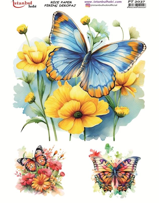 Pirinç Dekopaj Kağıdı 30x42cm PT-2037 Kelebek