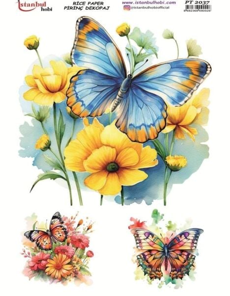 Pirinç Dekopaj Kağıdı 30x42cm PT-2037 Kelebek