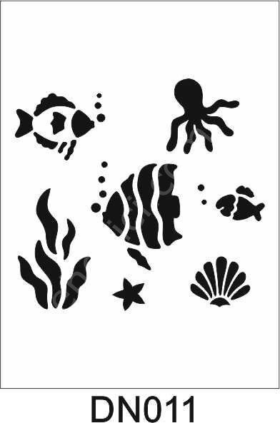 Deniz Temalı Desen Stencil Şablon (25x25) DN-011