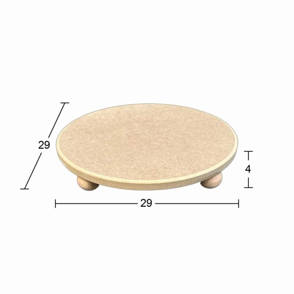 Ahşap Yuvarlak Sunumluk 29x29cm SN28 Top Ayaklı