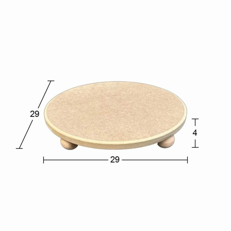 Ahşap Yuvarlak Sunumluk 29x29cm SN28 Top Ayaklı