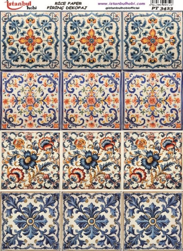 Pirinç Dekopaj Kağıdı 30x42cm PT-3423 Etnik Karo