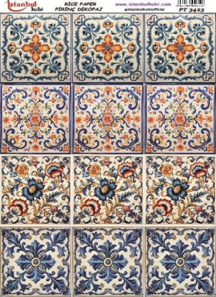 Pirinç Dekopaj Kağıdı 30x42cm PT-3423 Etnik Karo