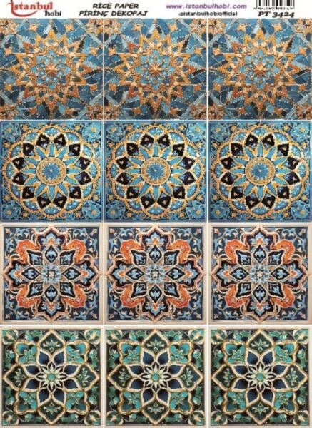 Pirinç Dekopaj Kağıdı 30x42cm PT-3424 Etnik Karo