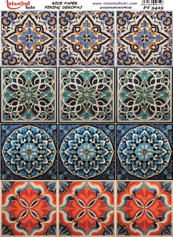 Pirinç Dekopaj Kağıdı 30x42cm PT-3425 Etnik Karo