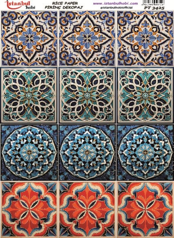 Pirinç Dekopaj Kağıdı 30x42cm PT-3425 Etnik Karo