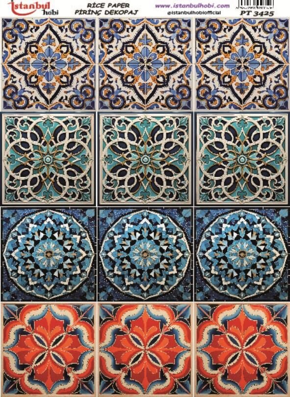 Pirinç Dekopaj Kağıdı 30x42cm PT-3425 Etnik Karo
