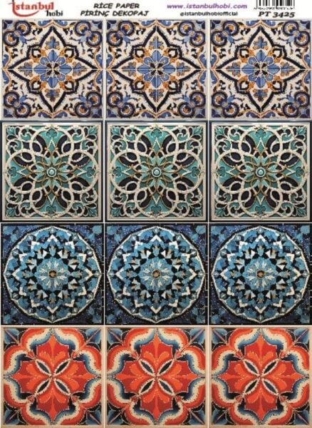 Pirinç Dekopaj Kağıdı 30x42cm PT-3425 Etnik Karo