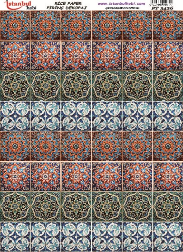 Pirinç Dekopaj Kağıdı 30x42cm PT-3426 Etnik Karo