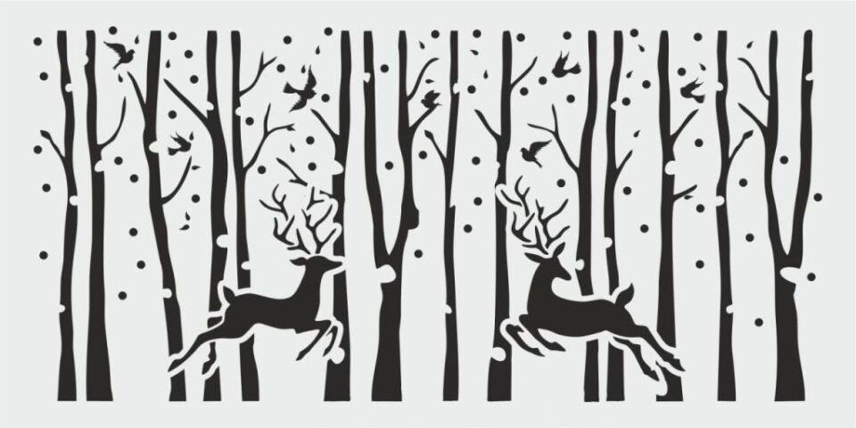 Hayvan Temalı Desenler Stencil Şablon (15x30) H-036