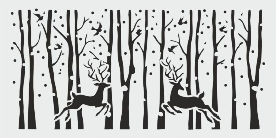 Hayvan Temalı Desenler Stencil Şablon (15x30) H-036