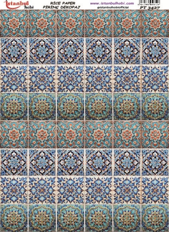 Pirinç Dekopaj Kağıdı 30x42cm PT-3427 Etnik Karo
