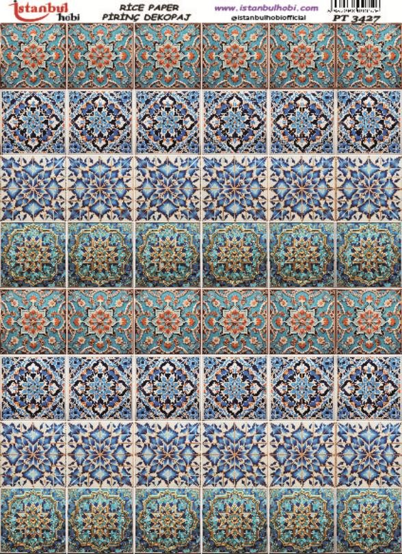 Pirinç Dekopaj Kağıdı 30x42cm PT-3427 Etnik Karo