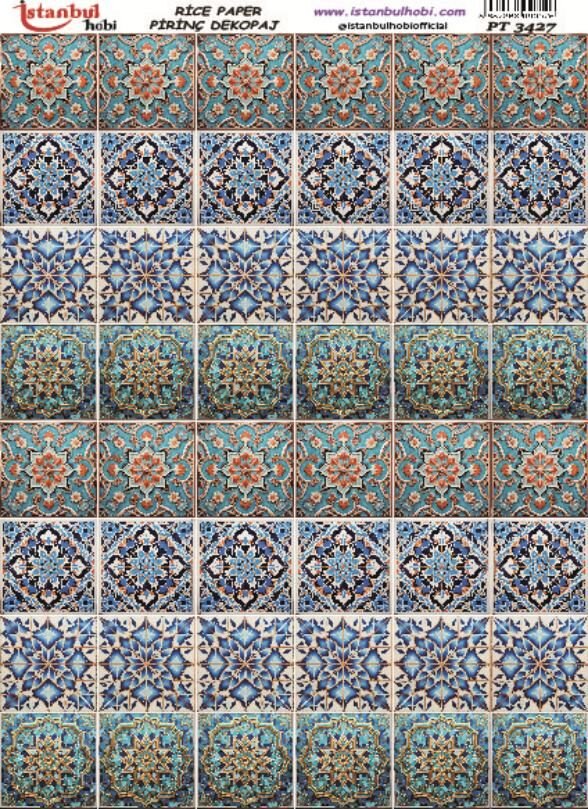 Pirinç Dekopaj Kağıdı 30x42cm PT-3427 Etnik Karo