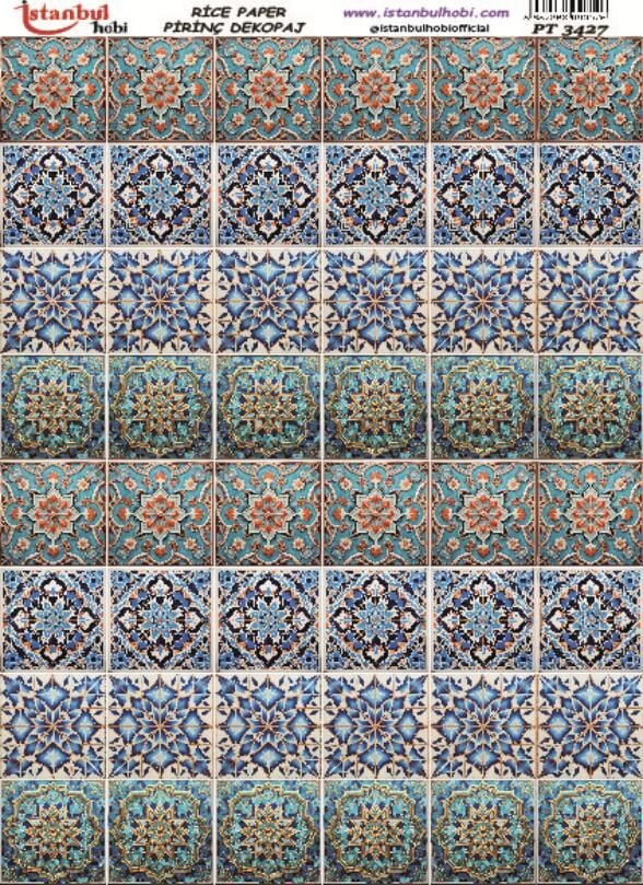 Pirinç Dekopaj Kağıdı 30x42cm PT-3427 Etnik Karo