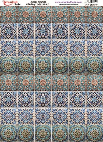 Pirinç Dekopaj Kağıdı 30x42cm PT-3427 Etnik Karo