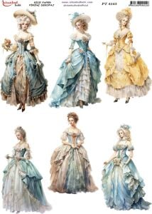 Pirinç Dekopaj Kağıdı 30x42cm PT-4165 Elbiseli Kadınlar