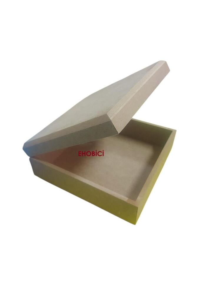 Ahşap Kare Kutu 19x19,5cm Menteşeli
