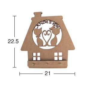 Canım Evim Kedili Ahşap Anahtarlık A-31