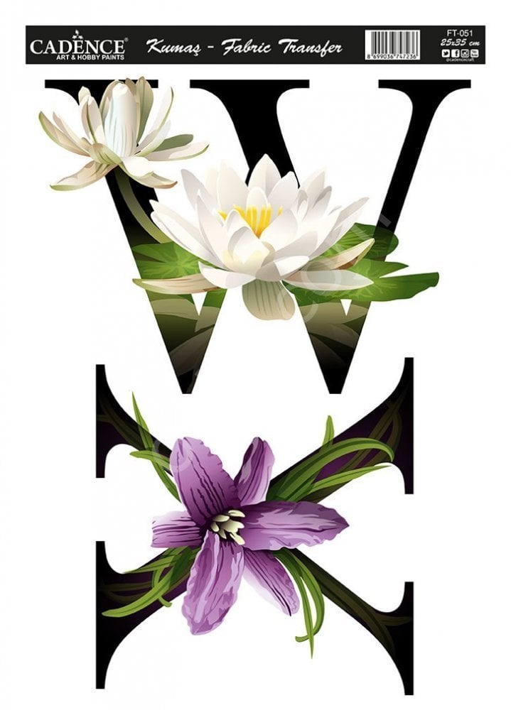 KT-51 Cadence Kumaş Transfer 25x35cm Çiçekli Harf Serisi