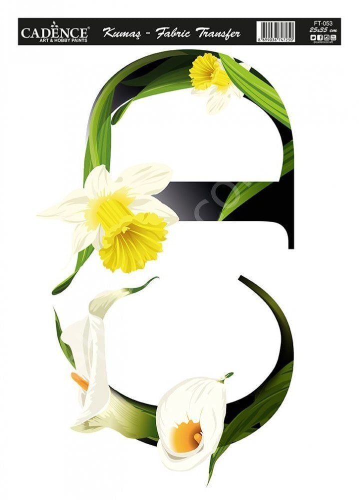 KT-53 Cadence Kumaş Transfer 25x35cm Çiçekli Harf Serisi