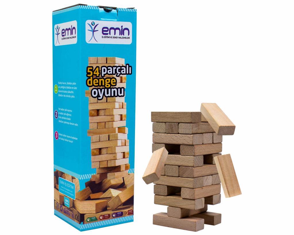 Jenga Doğal Ahşap Denge Oyunu 54 Parça