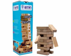 Jenga Doğal Ahşap Denge Oyunu 54 Parça