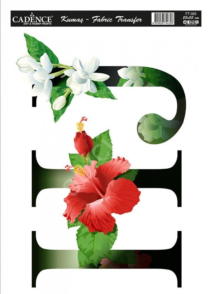 KT-56 Cadence Kumaş Transfer 25x35cm Çiçekli Harf Serisi