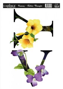 KT-61 Cadence Kumaş Transfer 25x35cm Çiçekli Harf Serisi