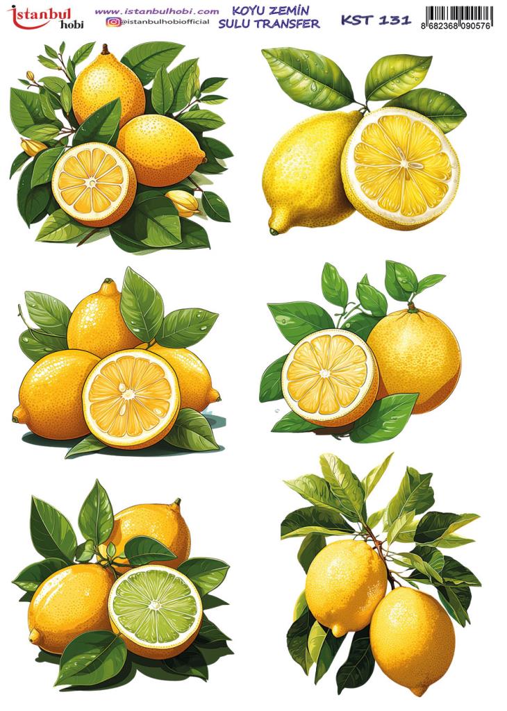 Koyu Zemin Sulu Transfer Kağıdı 25x35cm KST-131 Limon