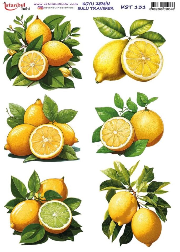 Koyu Zemin Sulu Transfer Kağıdı 25x35cm KST-131 Limon