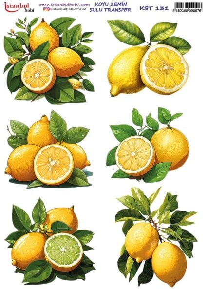 Koyu Zemin Sulu Transfer Kağıdı 25x35cm KST-131 Limon