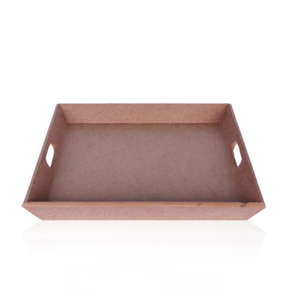Ahşap Kare Açılı Dik Tepsi Büyük 42x42cm