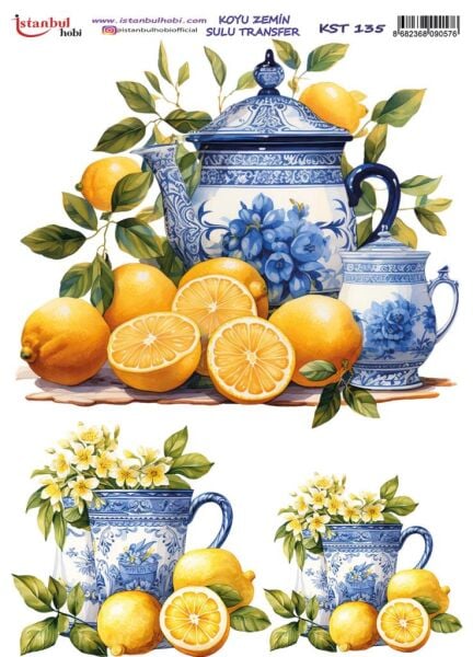 Koyu Zemin Sulu Transfer Kağıdı 25x35cm KST-135 Limon