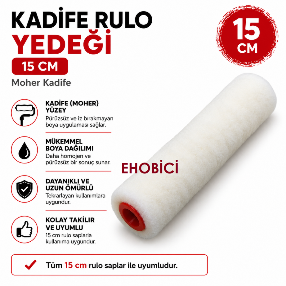 Kadife Rulo Yedek 15cm (Moher)