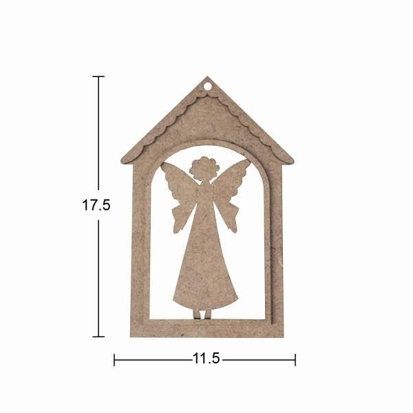 Ahşap Melekli Yılbaşı Süsü 17,5x11,5cm F825